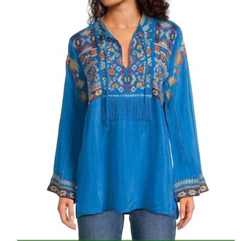 NEW JOHNNY WAS karen coriander tunic in malibu blue